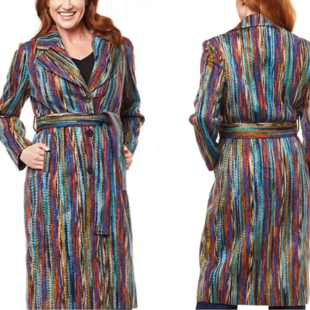 NWT Kathy Ireland Fashion Duster Coat, Warm Multi, Size M